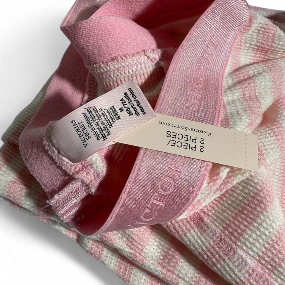 Victoria's Secret NEW pink striped Henley pajama set Size Medium | Cozy Fall PJs - Picture 5 of 12